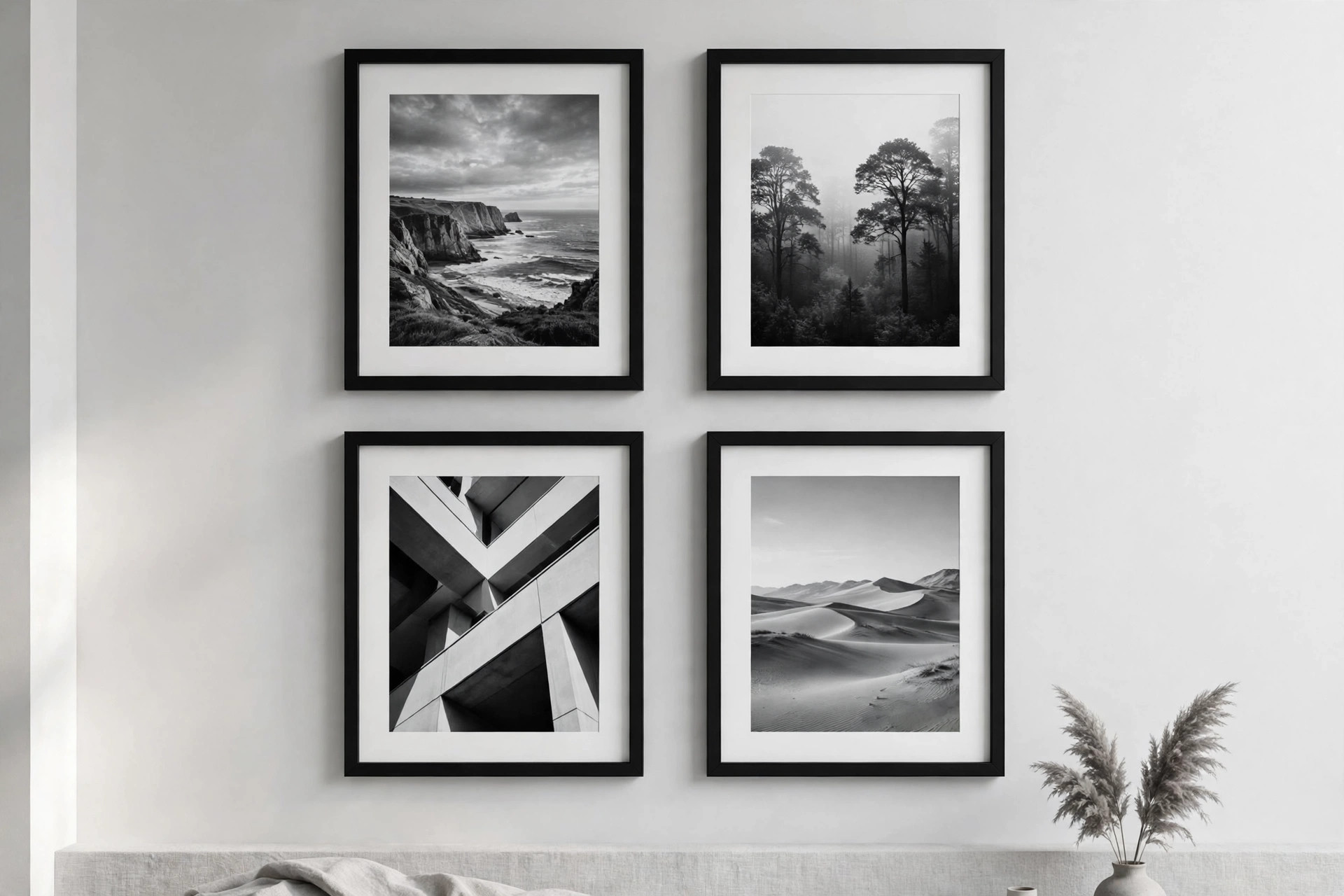 Black and white photo frames pack of 4