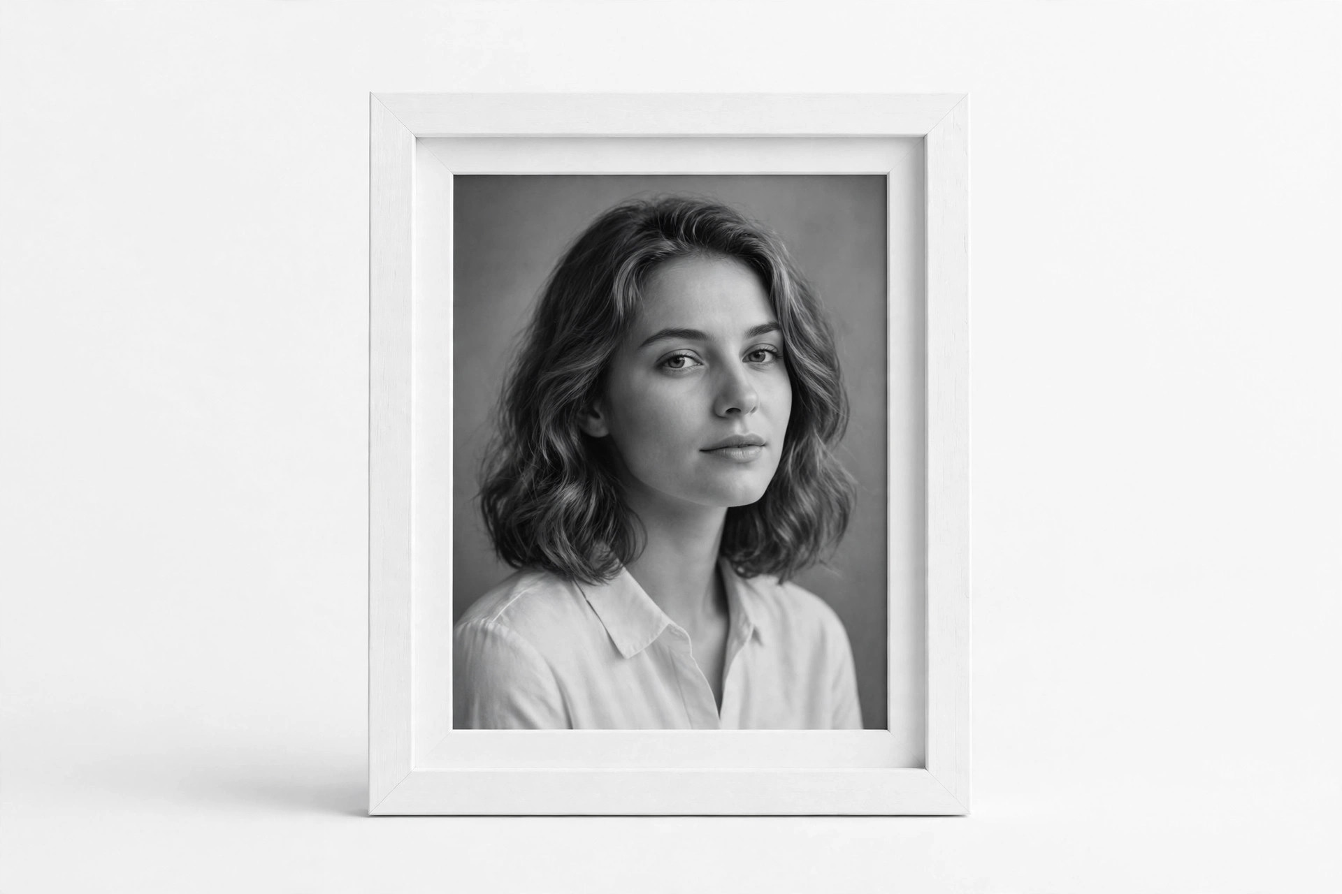 White customized photo frame with print
