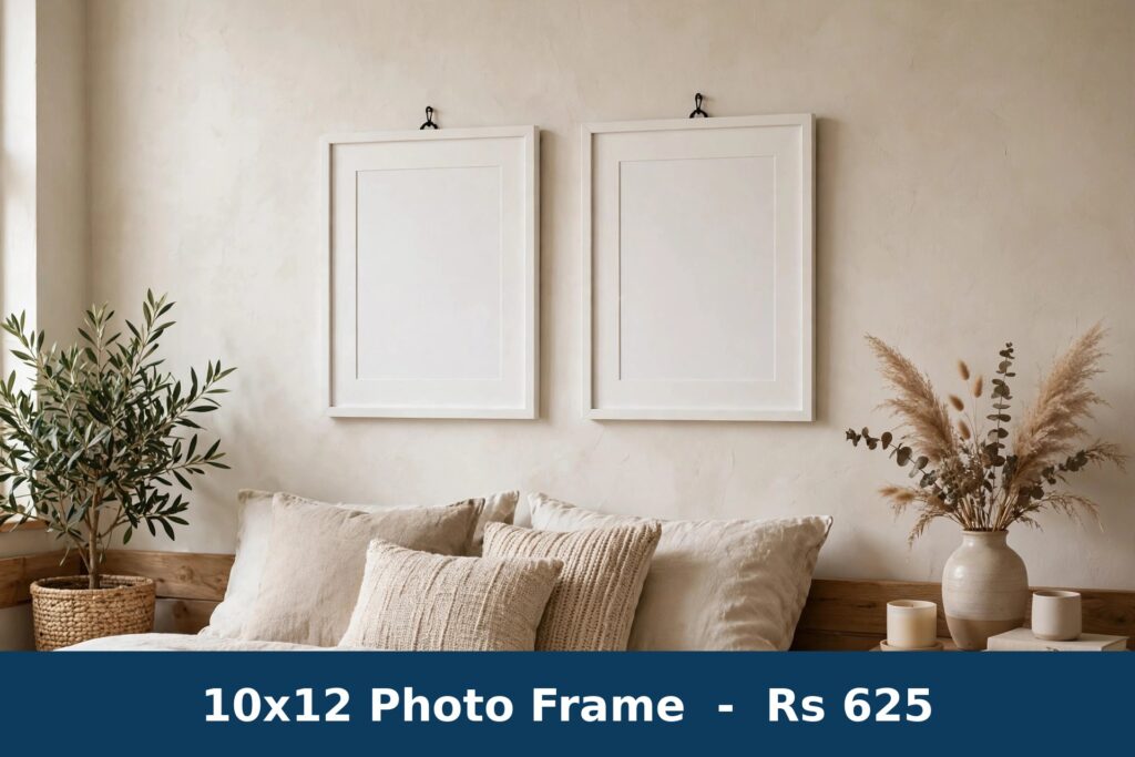 10x12 photo frame on bedroom wall