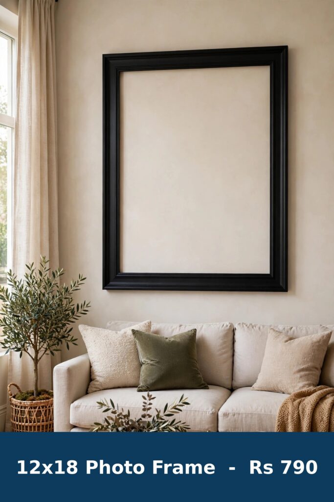 12x18 photo frame on living room wall