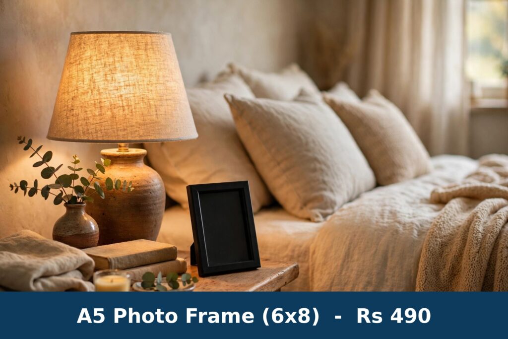 A5 6x8 photo frame on bedside table